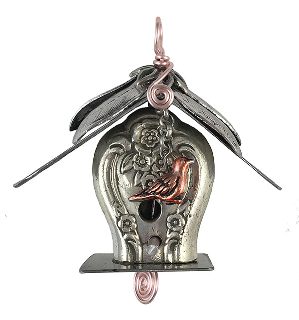 B191681: Silverware Bird House Pendant, Michelle Smith