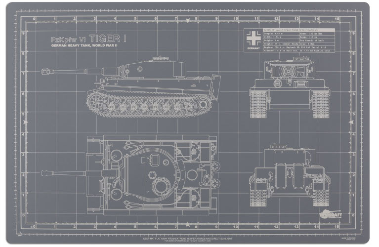 Tankraft Tiger Tank Model Builder's Cutting Mat - 12x18