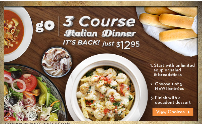 Go 3 Course Italian Dinner – It's back!