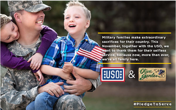 Military families make extraordinary sacrifices for their country. This November, together with the USO, we want to thank them for their selfless service, because now, more than ever, we're all family here.