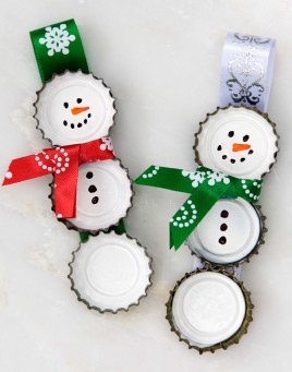 Bottle Cap Snowman Ornaments