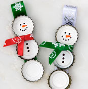 Craft: Bottle Cap Snowman Ornaments