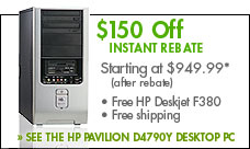 $150 Off Instant Rebate on Desktop PCs