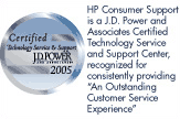 HP Consumer Support is a J.D. Power and Associates Certified Technology Service and Support Center