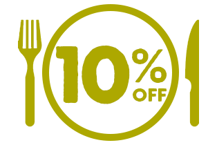10% off a check with 2 or 3 entrées