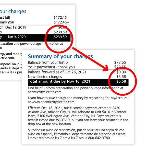 customer's electric bill