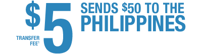 $5 transfer fee sends $50 to the Phillipines