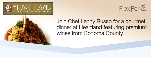 Join Chef Lenny Russo for a gourmet dinner at Heartland featuring premium wines from Sonoma County. Join Chef Lenny Russo for a gourmet dinner at Heartland featuring premium wines from Sonoma County.
