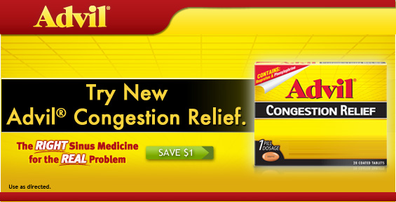 Advil® Try New Advil® Congestion Relief. The RIGHT Sinus Medicine for the 
