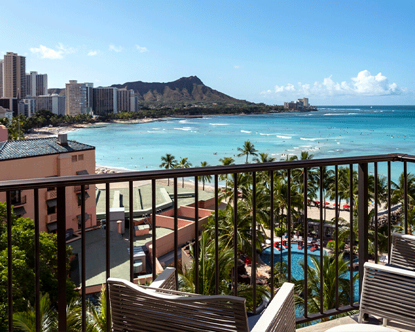 View of Hawaii from a Marriott Bonvoy hotel room.