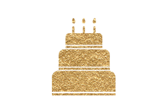 Gold Birthday Cake Icon