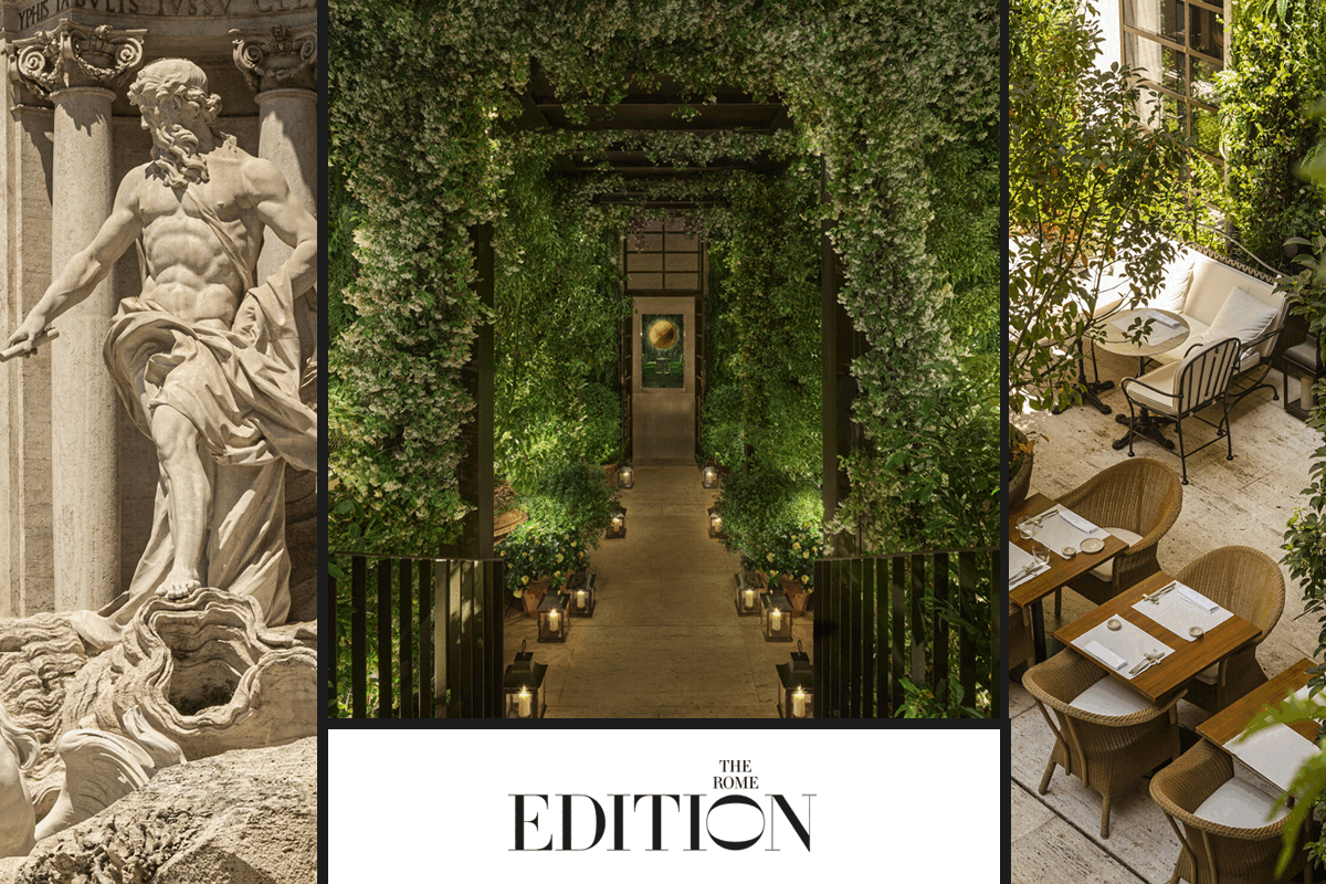 Animated gif of image collages displaying images from the JW Mariott Venice and The Rome Edition. The property logos are visible at the bottom of the image collage.