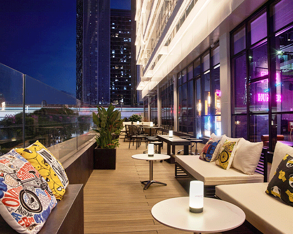 Patio view at Moxy Shenzhen North Station.