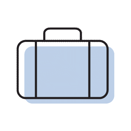 Animated icon gif of a suitcase swinging from side to side.