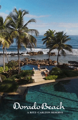 Animation of the beachfront pool at Dorado Beach, A Ritz-Carlton Reserve.