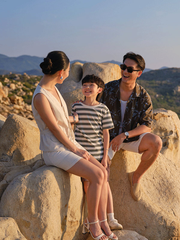 A family making memories on vacation.