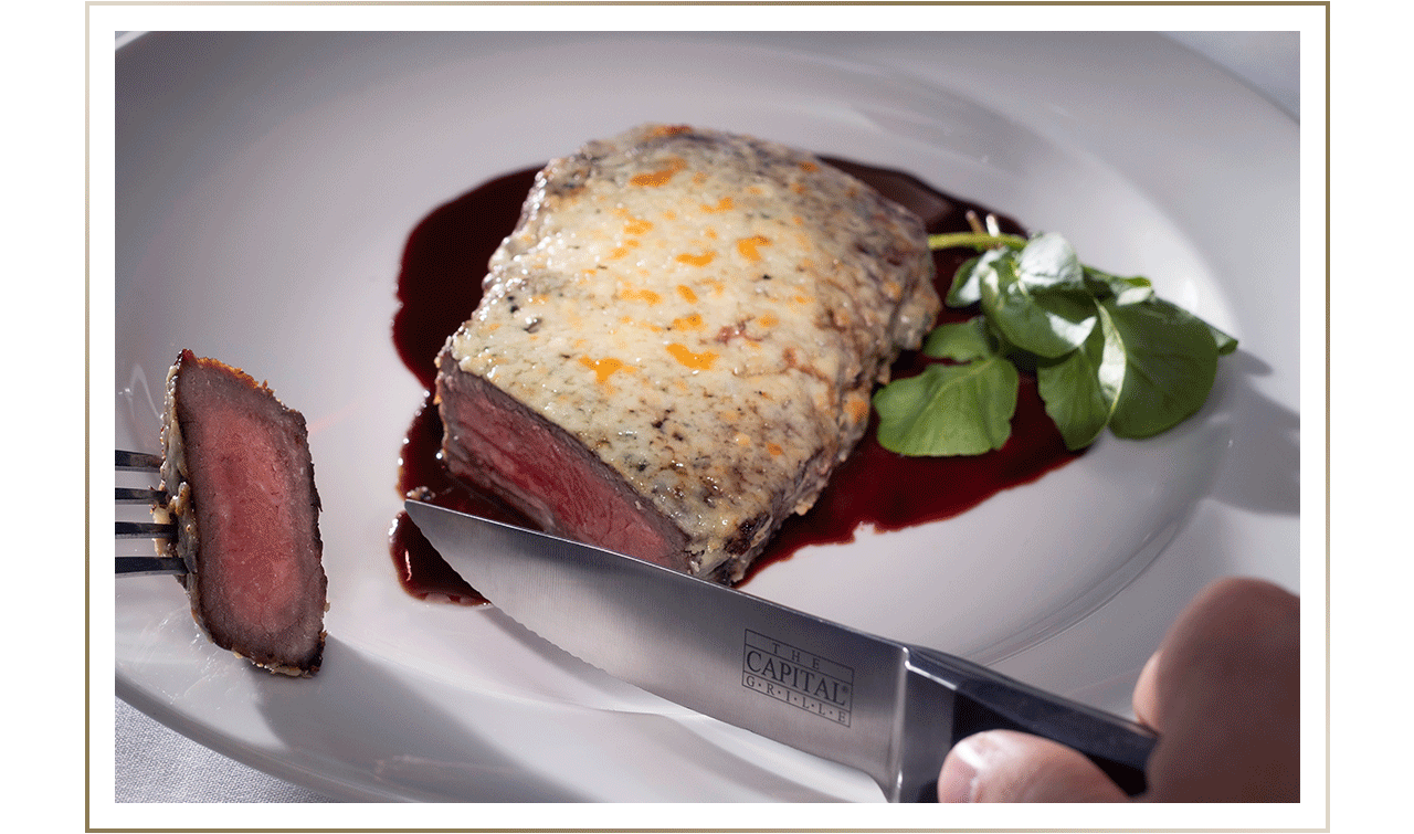 Gorgonzola-Crusted Dry Aged NY Strip
