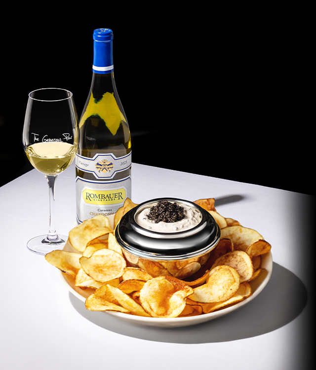 Rombauer Chardonnay and Caviar and Caramelized Onion Dip