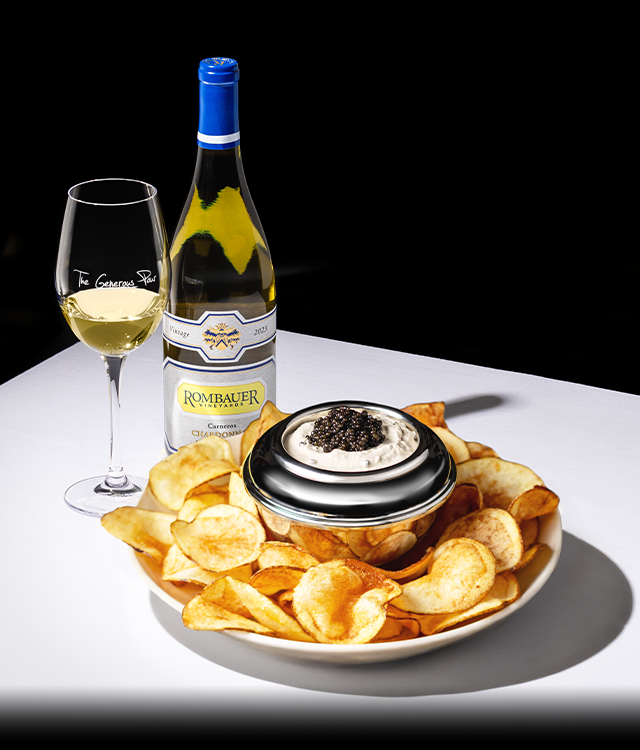 Rombauer Chardonnay and Caviar and Caramelized Onion Dip