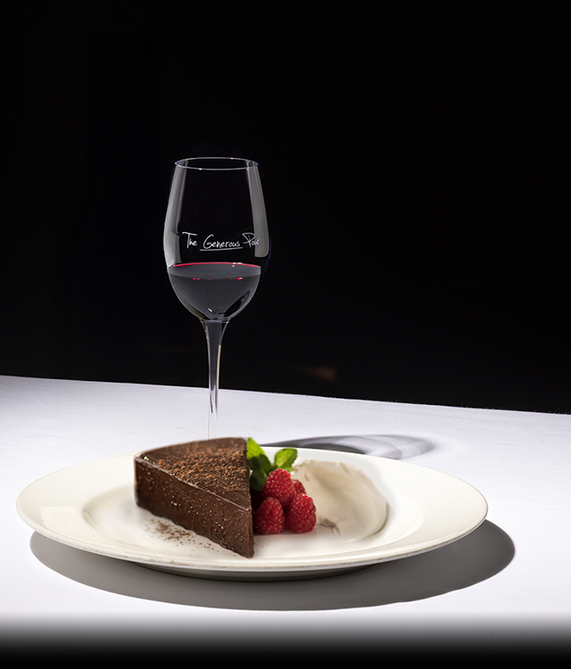 Flourless Chocolate Espresso Cake and Glass of Red Wine