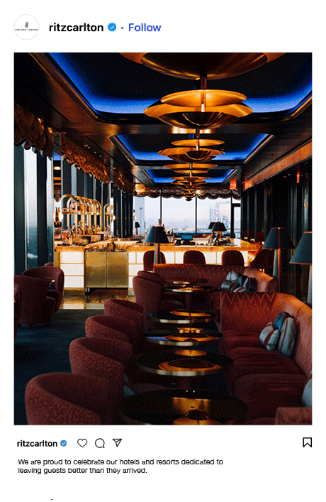 Animated Instagram post rotating between multiple hotel images.