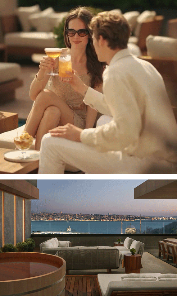 Animated video of a couple enjoying food in Istanbul.