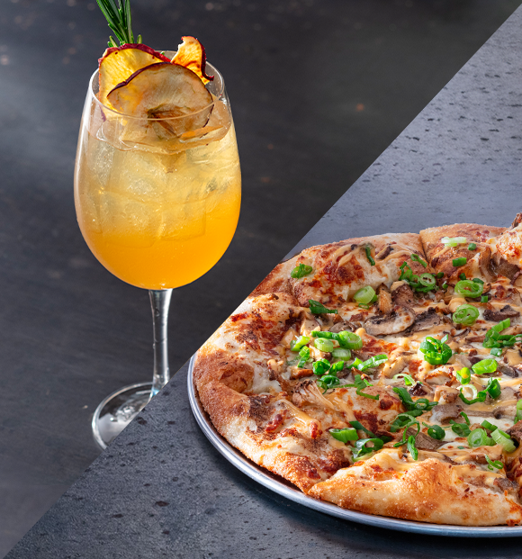 Spiced Apple Spritz and Truffled Mushroom Pizza