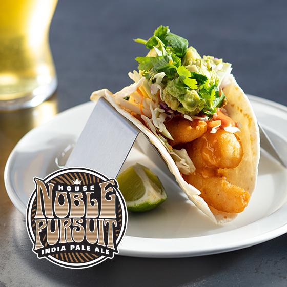Baja Shrimp Taco and House Noble Pursuit