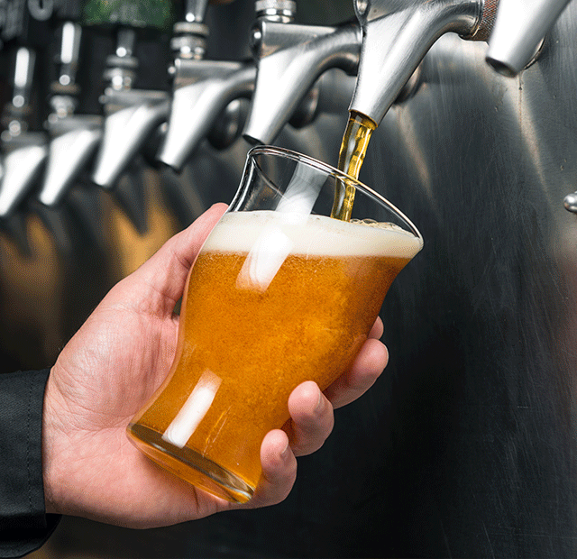 Gif of  BBQ Bacon Cheddar Burger and House IPA